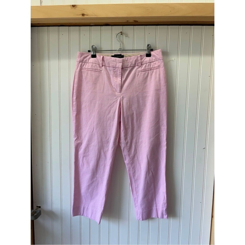 Talbots picnic summer Pink Gingham the perfect Cropped Pants petite size 6